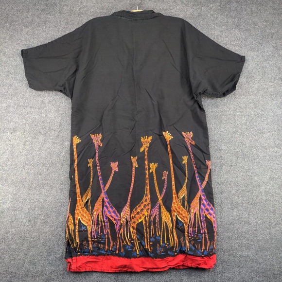 Fundamentals Womens Button Up Shirt Dress Black OSFM Giraffes Animals - Picture 4 of 11